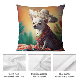 Sombrero Serenade White Chihuahua Plush Pillow Case-Chihuahua, Dog Dad Gifts, Dog Mom Gifts, Home Decor, Pillows-2