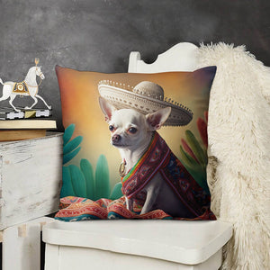 Sombrero Serenade White Chihuahua Plush Pillow Case-Chihuahua, Dog Dad Gifts, Dog Mom Gifts, Home Decor, Pillows-4