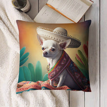 Load image into Gallery viewer, Sombrero Serenade White Chihuahua Plush Pillow Case-Chihuahua, Dog Dad Gifts, Dog Mom Gifts, Home Decor, Pillows-6