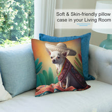 Load image into Gallery viewer, Sombrero Serenade White Chihuahua Plush Pillow Case-Chihuahua, Dog Dad Gifts, Dog Mom Gifts, Home Decor, Pillows-8