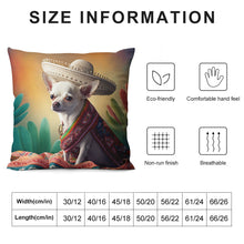 Load image into Gallery viewer, Sombrero Serenade White Chihuahua Plush Pillow Case-Chihuahua, Dog Dad Gifts, Dog Mom Gifts, Home Decor, Pillows-12 &quot;×12 &quot;-White-1