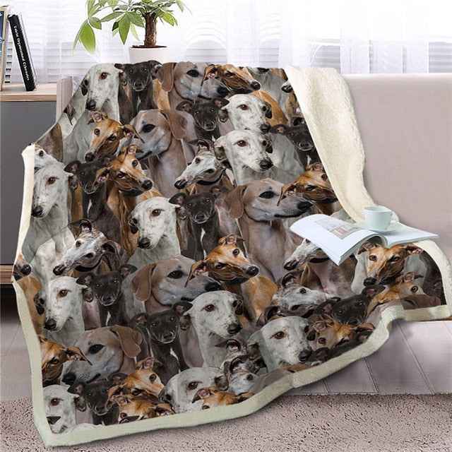 Some of the Whippets / Grey Hounds I Love Warm Blanket - Series 1-Home Decor-Blankets, Dogs, Greyhound, Home Decor, Whippet-Whippet / Grey Hound-Medium-1
