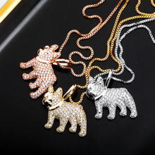 Load image into Gallery viewer, Sparkling Iced Out French Bulldog Silver Necklace – Bling Gift-2