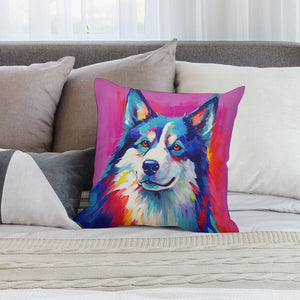 Spectrum of Spirit Husky Plush Pillow Case-Cushion Cover-Dog Dad Gifts, Dog Mom Gifts, Home Decor, Pillows, Siberian Husky-2