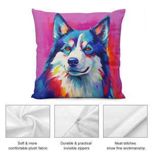 Spectrum of Spirit Husky Plush Pillow Case-Cushion Cover-Dog Dad Gifts, Dog Mom Gifts, Home Decor, Pillows, Siberian Husky-5