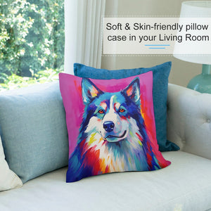 Spectrum of Spirit Husky Plush Pillow Case-Cushion Cover-Dog Dad Gifts, Dog Mom Gifts, Home Decor, Pillows, Siberian Husky-7