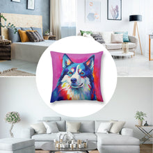Load image into Gallery viewer, Spectrum of Spirit Husky Plush Pillow Case-Cushion Cover-Dog Dad Gifts, Dog Mom Gifts, Home Decor, Pillows, Siberian Husky-8