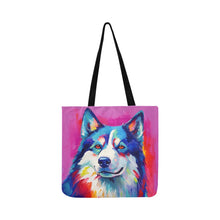 Load image into Gallery viewer, Spectrum of Spirit Husky Shopping Tote Bag-Accessories-Accessories, Bags, Dog Dad Gifts, Dog Mom Gifts, Siberian Husky-White-ONESIZE-2