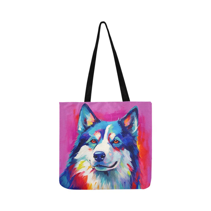 Spectrum of Spirit Husky Shopping Tote Bag-Accessories-Accessories, Bags, Dog Dad Gifts, Dog Mom Gifts, Siberian Husky-White-ONESIZE-1