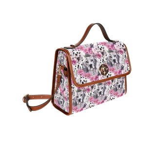 Spotted Charm Pink Petals and Dalmatians Satchel Bag Purse-Accessories-Accessories, Bags, Dalmatian, Purse-Black1-ONE SIZE-4