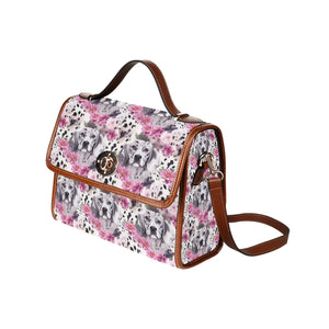 Spotted Charm Pink Petals and Dalmatians Satchel Bag Purse-Accessories-Accessories, Bags, Dalmatian, Purse-One Size-3