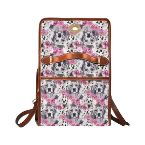 Spotted Charm Pink Petals and Dalmatians Satchel Bag Purse-Accessories-Accessories, Bags, Dalmatian, Purse-Black1-ONE SIZE-5