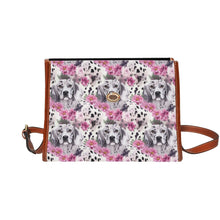 Load image into Gallery viewer, Spotted Charm Pink Petals and Dalmatians Satchel Bag Purse-Accessories-Accessories, Bags, Dalmatian, Purse-Black1-ONE SIZE-2