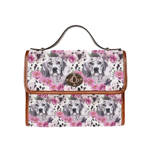 Spotted Charm Pink Petals and Dalmatians Satchel Bag Purse-Accessories-Accessories, Bags, Dalmatian, Purse-One Size-7