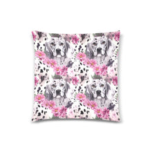 Load image into Gallery viewer, Spotted Charm Pink Petals and Dalmatians Throw Pillow Cover-Cushion Cover-Dalmatian, Home Decor, Pillows-White2-ONESIZE-1