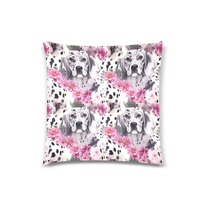 Spotted Charm Pink Petals and Dalmatians Throw Pillow Cover-Cushion Cover-Dalmatian, Home Decor, Pillows-White2-ONESIZE-1