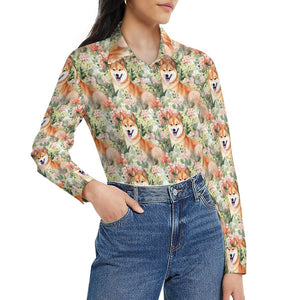 Spring Blossom Shiba Inus Women's Shirt - 2 Designs-Apparel-Apparel, Shiba Inu, Shirt-3