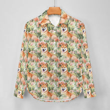 Load image into Gallery viewer, Spring Blossom Shiba Inus Women&#39;s Shirt - 2 Designs-Apparel-Apparel, Shiba Inu, Shirt-5
