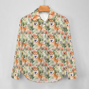 Spring Blossom Shiba Inus Women's Shirt - 2 Designs-Apparel-Apparel, Shiba Inu, Shirt-5