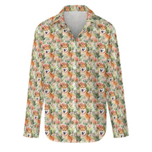 Load image into Gallery viewer, Spring Blossom Shiba Inus Women&#39;s Shirt - 2 Designs-Apparel-Apparel, Shiba Inu, Shirt-S-White2-6