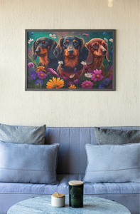 Spring Serenade Dachshunds Delight Wall Art Poster-Art-Dachshund, Dog Art, Home Decor, Poster-5