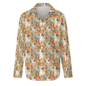 Spring Summer Bloom Shiba Inu Mom and Baby Women's Shirt - 2 Designs-Apparel-Apparel, Shiba Inu, Shirt-S-White1-3