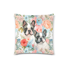 Load image into Gallery viewer, Springtime Pied French Bulldogs Throw Pillow Covers-Cushion Cover-French Bulldog, Home Decor, Pillows-2