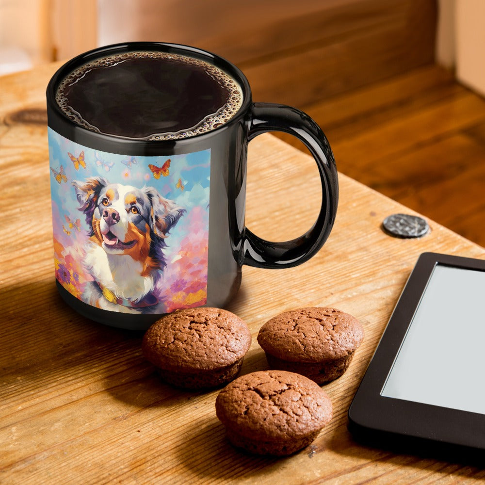 Springtime Splendor Australian Shepherd Coffee Mug-ONE SIZE-Black-1