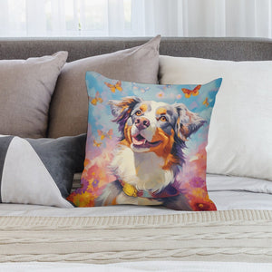 Springtime Splendor Australian Shepherd Plush Pillow Case-Cushion Cover-Australian Shepherd, Dog Dad Gifts, Dog Mom Gifts, Home Decor, Pillows-2