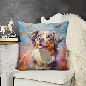 Springtime Splendor Australian Shepherd Plush Pillow Case-Cushion Cover-Australian Shepherd, Dog Dad Gifts, Dog Mom Gifts, Home Decor, Pillows-3