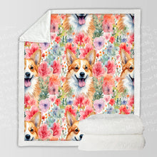 Load image into Gallery viewer, Springtime Summer Corgis Soft Warm Fleece Blanket-Blanket-Blankets, Corgi, Home Decor-10