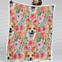 Load image into Gallery viewer, Springtime Summer Corgis Soft Warm Fleece Blanket-Blanket-Blankets, Corgi, Home Decor-11
