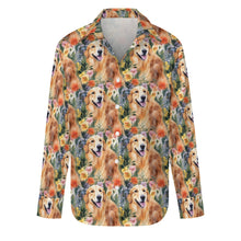 Load image into Gallery viewer, Springtime Summer Golden Retriever Love Women&#39;s Shirt - 3 Designs-Apparel-Apparel, Golden Retriever, Shirt-S-White1-1
