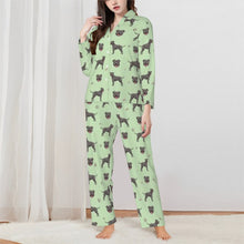 Load image into Gallery viewer, Staffordshire Terrier Pajamas for Women - XL Available - Blue Grey Staffordshire Bull Terriers-Pajamas-Apparel,Dog Mom Gifts,Pajamas-Green-XS-4