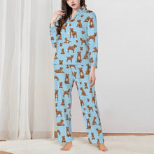 Load image into Gallery viewer, Staffordshire Terrier Pajamas for Women - XL Available - I Love Red Staffies-Pajamas-Apparel,Dog Mom Gifts,Pajamas-Blue-XS-2