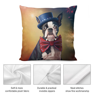 Star Spangled Boston Terrier Plush Pillow Case-Boston Terrier, Dog Dad Gifts, Dog Mom Gifts, Home Decor, Pillows-2