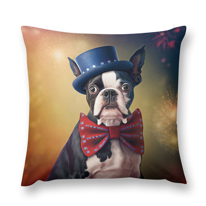 Star Spangled Boston Terrier Plush Pillow Case-Boston Terrier, Dog Dad Gifts, Dog Mom Gifts, Home Decor, Pillows-4