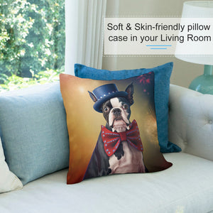 Star Spangled Boston Terrier Plush Pillow Case-Boston Terrier, Dog Dad Gifts, Dog Mom Gifts, Home Decor, Pillows-5