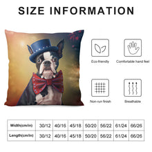 Load image into Gallery viewer, Star Spangled Boston Terrier Plush Pillow Case-Boston Terrier, Dog Dad Gifts, Dog Mom Gifts, Home Decor, Pillows-12 &quot;×12 &quot;-White-1