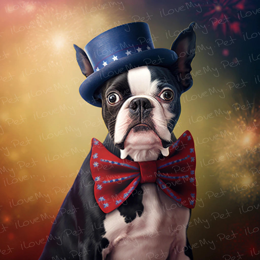Star Spangled Boston Terrier Wall Art Poster-Art-Boston Terrier, Dog Art, Home Decor, Poster-1