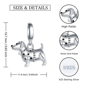 Star Sweater Dachshund Silver Charm Pendant-Dog Themed Jewellery-Dachshund, Jewellery, Pendant-P7601-2
