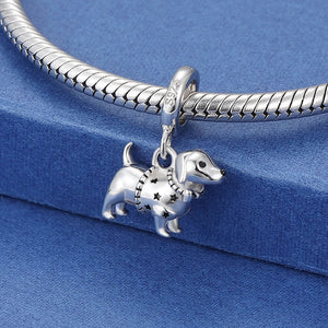 Star Sweater Dachshund Silver Charm Pendant-Dog Themed Jewellery-Dachshund, Jewellery, Pendant-P7601-5