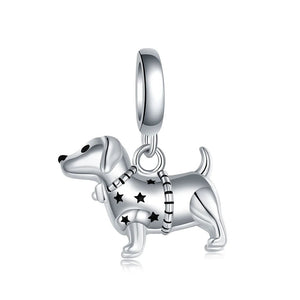 Star Sweater Dachshund Silver Charm Pendant-Dog Themed Jewellery-Dachshund, Jewellery, Pendant-P7601-6