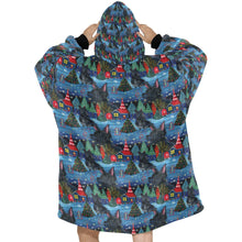 Load image into Gallery viewer, Starlight and Snowflakes Scottie Dog Christmas Blanket Hoodie-Blanket-Apparel, Blanket Hoodie, Blankets, Christmas, Dog Mom Gifts, Scottish Terrier-ONE SIZE-2