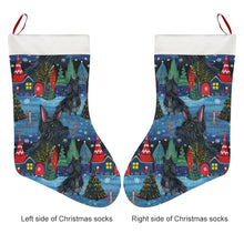 Load image into Gallery viewer, Starlight and Snowflakes Scottie Dog Christmas Stocking-Christmas Ornament-Christmas, Home Decor, Scottish Terrier-26X42CM-White2-3