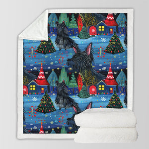 Starlight and Snowflakes Scottie Dog Soft Warm Christmas Blanket-Blanket-Blankets, Christmas, Dog Dad Gifts, Dog Mom Gifts, Home Decor, Scottish Terrier-10
