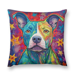 Starry Delight Pit Bull Plush Pillow Case-Cushion Cover-Dog Dad Gifts, Dog Mom Gifts, Home Decor, Pillows, Pit Bull-12 "×12 "-1