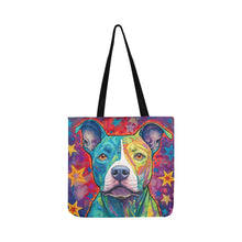 Load image into Gallery viewer, Starry Delight Pit Bull Shopping Tote Bag-Accessories-Accessories, Bags, Dog Dad Gifts, Dog Mom Gifts, Pit Bull-White-ONESIZE-1