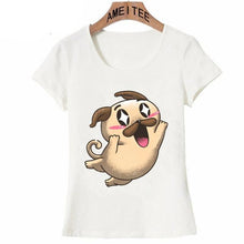 Load image into Gallery viewer, Starry Eyed Pug Womens T ShirtApparelWhiteS