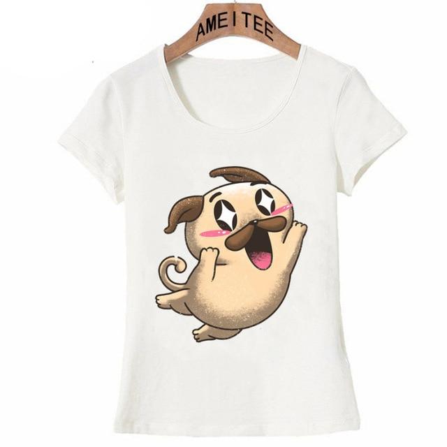 Starry Eyed Pug Womens T ShirtApparelWhiteS